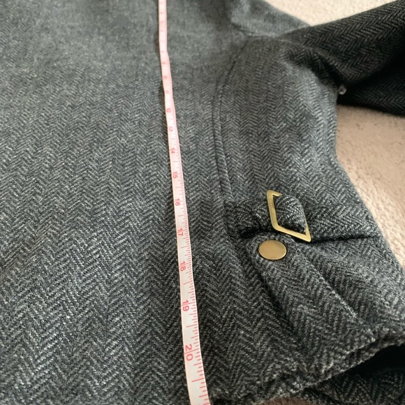 LaPense charcoal grey wool herringbone bike jacket/winter coat with fur collar - Picture 9 of 11